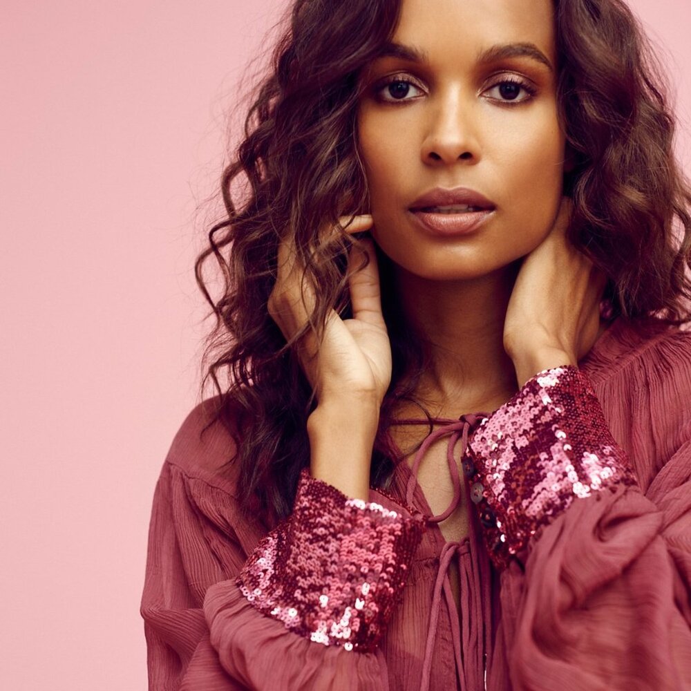 Free People Sequin Dream Cuff Blouse XS